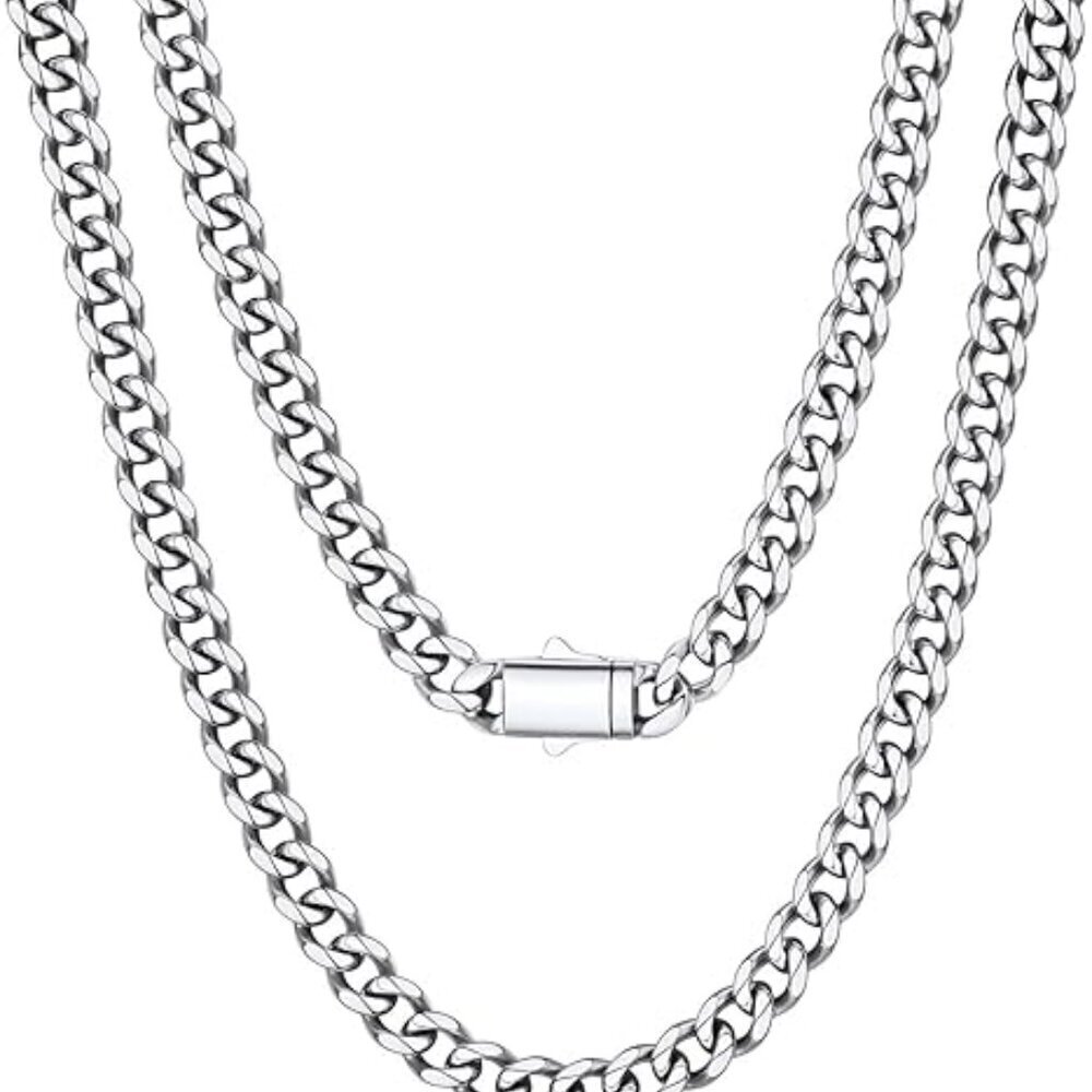 Men's 6MM Width-Steel Stainless Steel Miami Cuban Curb Link Chain Necklace